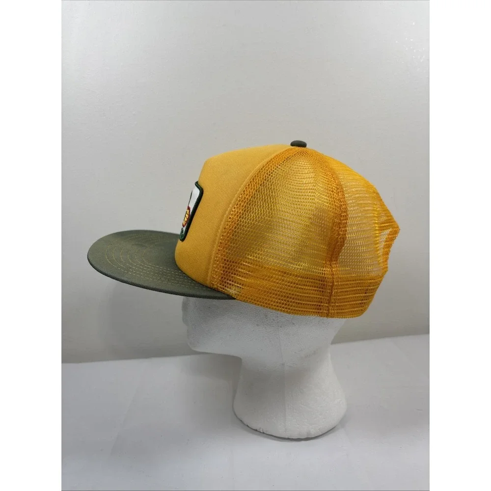 Vintage Dekalb‎ K-Products Trucker Hat Agriculture Yellow Farm Cap w/ Patch